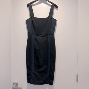 French Connection square neck mini dress in black/ navy blue
